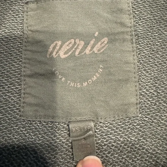 Aerie Lumberjane Fleece Oversized Olive Green Shirt - Picture 2 of 10